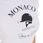 T-shirt da donna slim fit in cotone a manica corta con stampa Monaco e strass - foto 5