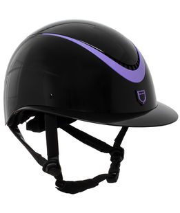 Casco equitazione donna modello Galaxy shine con visiera larga e cinturino in ecopelle