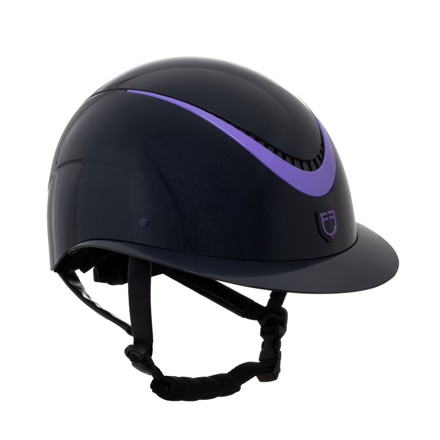 Casco equitazione donna modello Galaxy shine con visiera larga e cinturino in ecopelle - foto 4