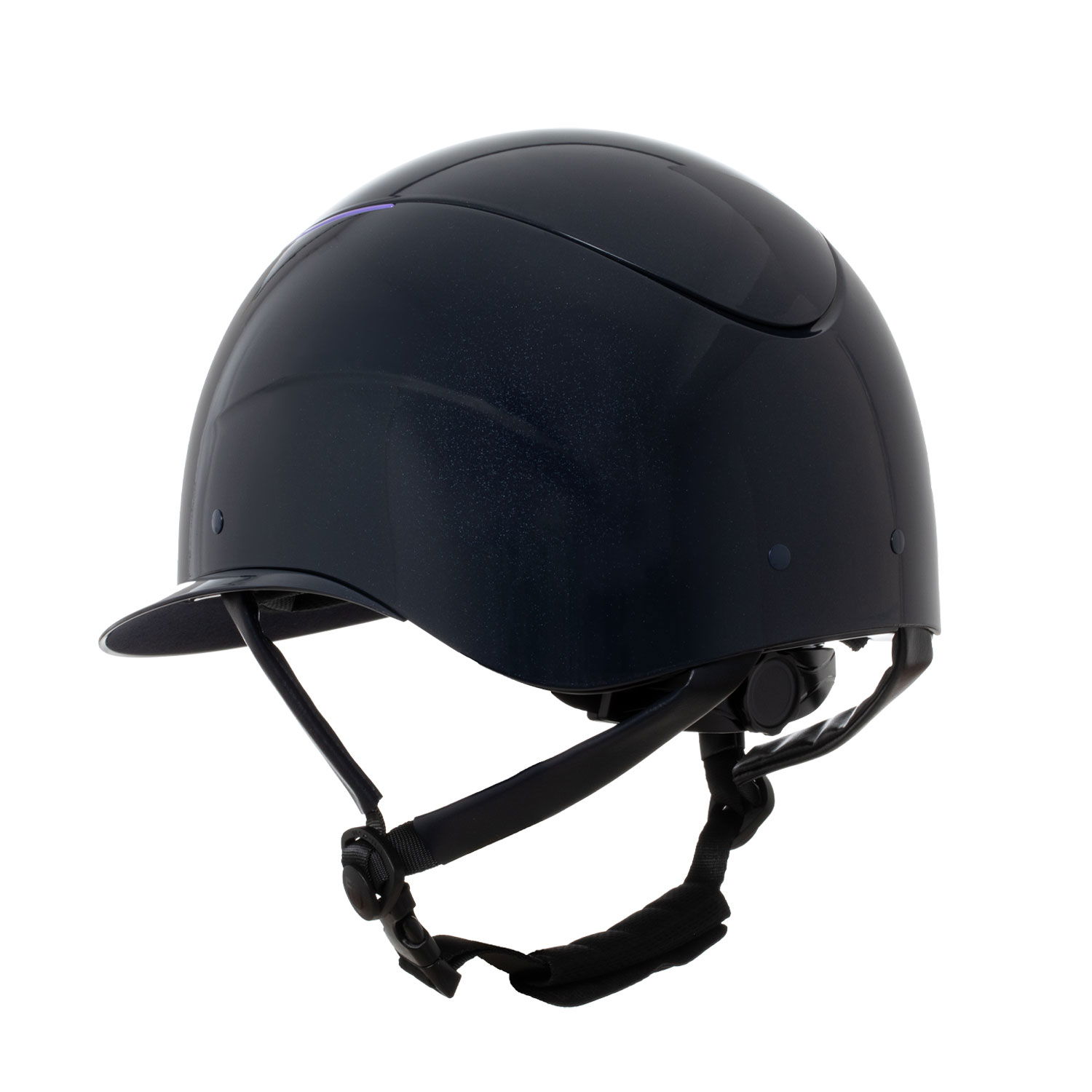Casco equitazione donna modello Galaxy shine con visiera larga e cinturino in ecopelle - foto 5