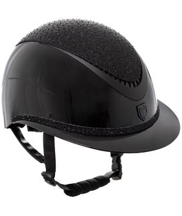Casco da donna per equitazione modello Luxury con fascia di brillantini sulla visiera larga e regolazione con rotella
