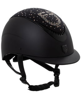 Casco da donna per equitazione con visiera stretta modello Proxima con brillantini e rotella di regolazione