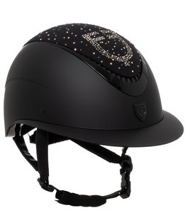 Casco da donna per equitazione con visiera larga modello Proxima con brillantini e rotella di regolazione