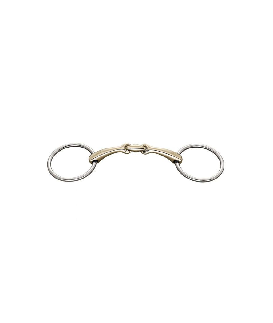Filetto ad anelli inox con olivetta centrale e imboccatura in sensogan 16 mm