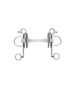 Pelham Nathe con imboccatura in plastica bianca flessibile 20 mm ed aste corte