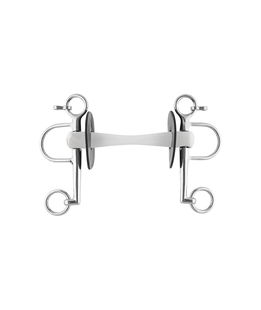 Pelham Nathe con imboccatura in plastica bianca flessibile 20 mm ed aste lunghe