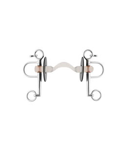 Pelham Nathe con imboccatura in plastica bianca rigida 20 mm ed aste corte