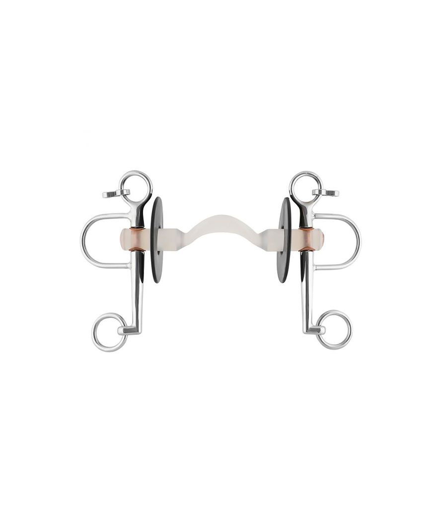 Pelham Nathe con imboccatura in plastica bianca rigida 20 mm ed aste corte