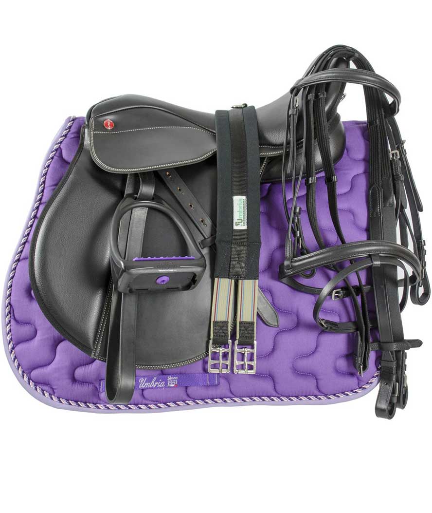 Set sella inglese Pro Light doppia imbottitura completa di briglia, staffili, sottopancia sottosella e staffe viola