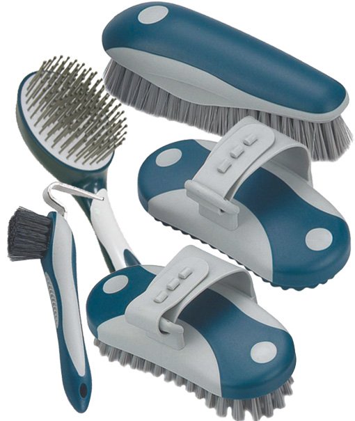Set spazzole Lami-cell per il grooming del pelo e dello zoccolo del cavallo 5 pezzi
