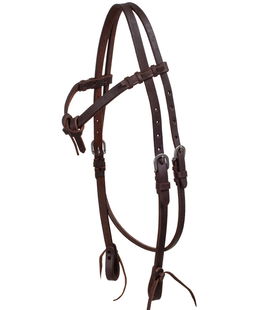 Testiera western in cuoio con frontalino a fiocco