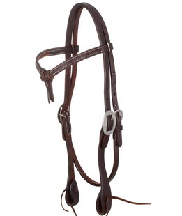 Briglia western in cuoio per cavalli modello Futurity con nodo sul frontalino