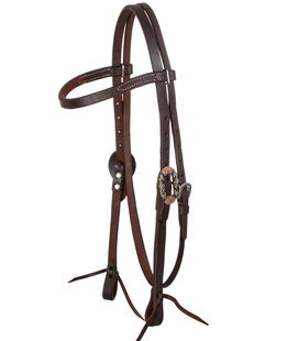 Testiera western in cuoio fantasia tedesca con fibbie in inox decorate