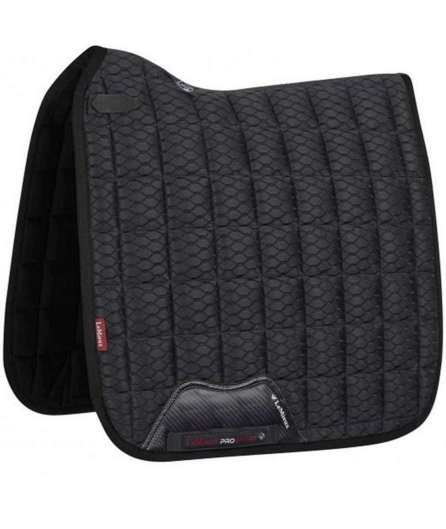 Sottosella da dressage LeMieux modello Carbon Mesh in rete tecnica leggera e fodera in bambù NERO