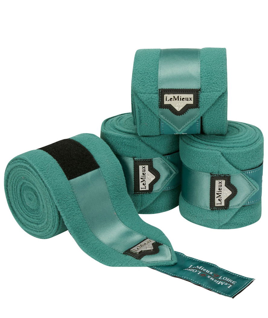 Set 4 fasce polo per cavalli in pile antipilling con chiusuta lucida modello Loire salvia