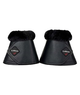 Paraglomi per cavalli in similpelle nera con chiusura in velcrocon bordo in pelo super morbido
