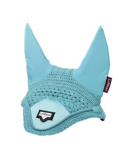 Cuffietta antimosche per cavalli in tessuto satinato con orecchie in lycra modello Loire azzurro