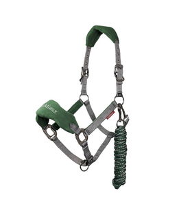 Cavezza con lunghina per cavalli con inserti in morbido pile modello Vogue hunter green