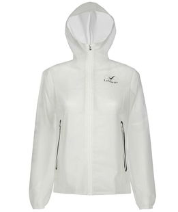 Giacca impermeabile bianca con cappuccio e zip