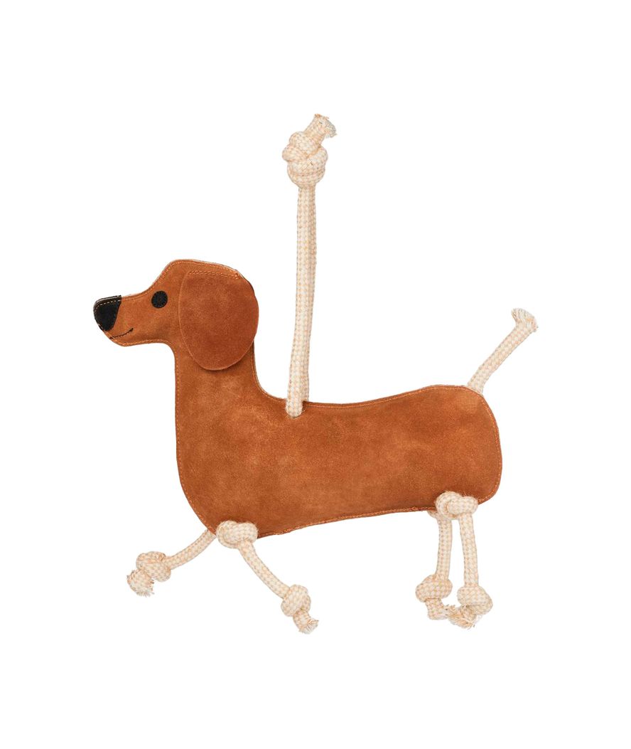 Gioco per cavalli a forma di cane con corda da appendere