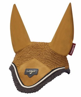 Cuffietta antimosche per cavalli in tessuto satinato con orecchie in lycra modello Loire ginger