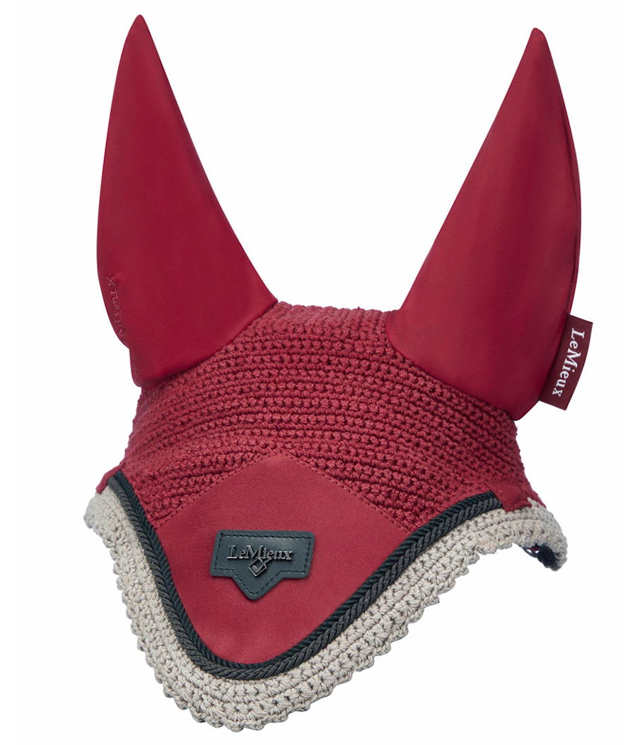 Cuffietta antimosche per cavalli in tessuto satinato con orecchie in lycra modello Loire ember
