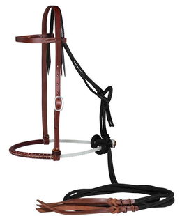 Bosal set per cavalli in cuoio con redini in corda nera