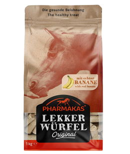 Snack per cavalli 100% naturali al gusto BANANA Pharmakas lekkerwurfel Banana 1 kg