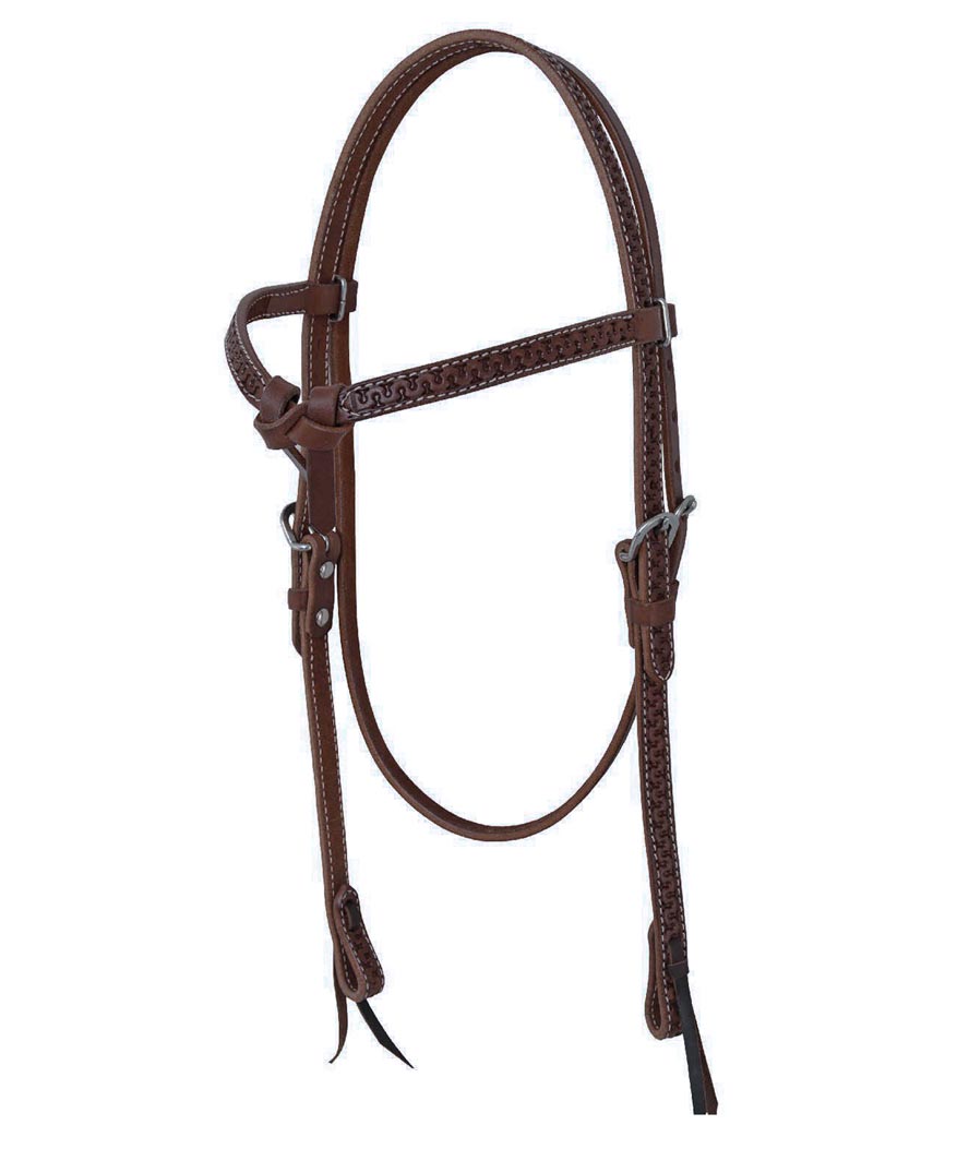 Testiera western in cuoio con frontalino a fiocco lavorazione snake - foto 1