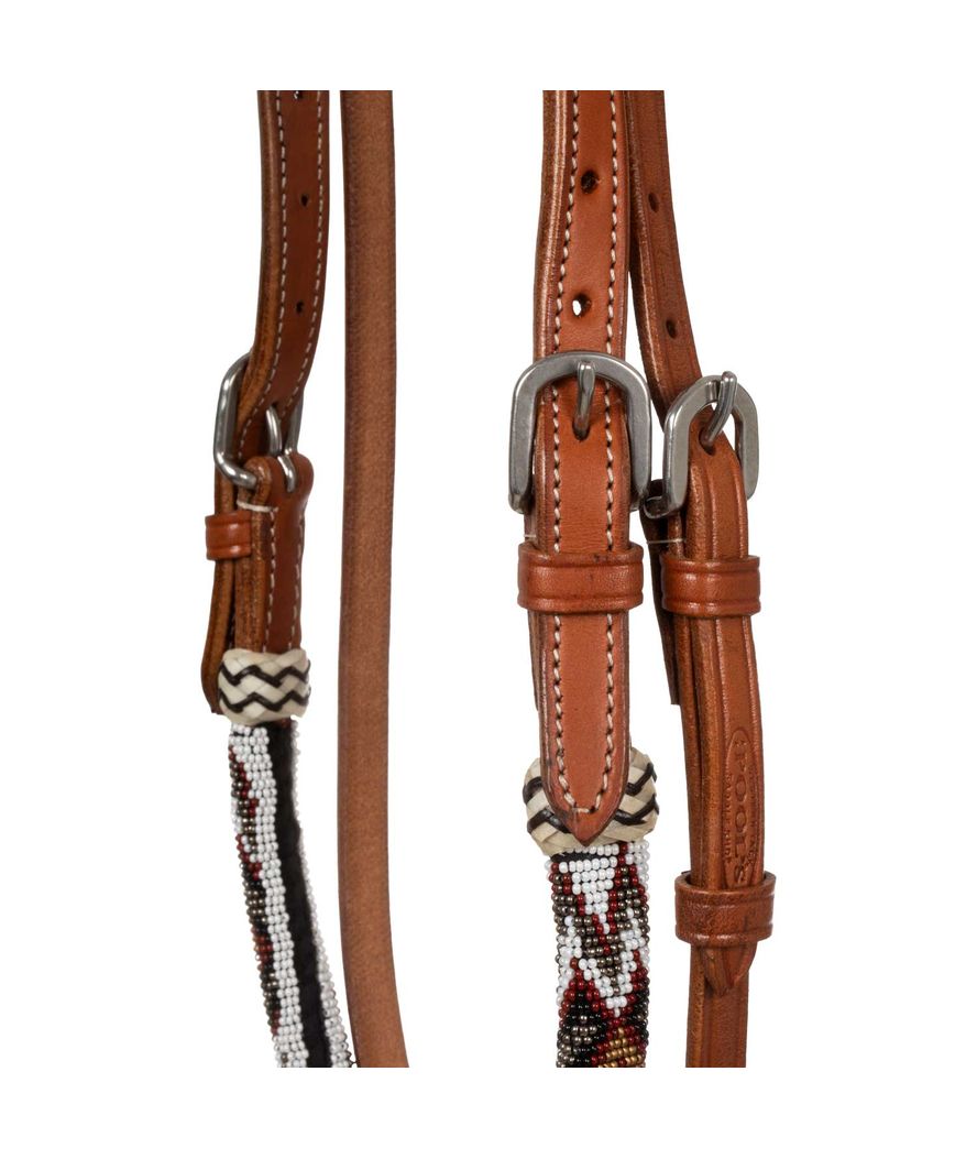 Bosal set in cuoio con mecate in cotone e decorazione di perline - foto 3