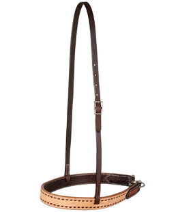 Noseband western in cuoio bicolore con impunture a contrasto
