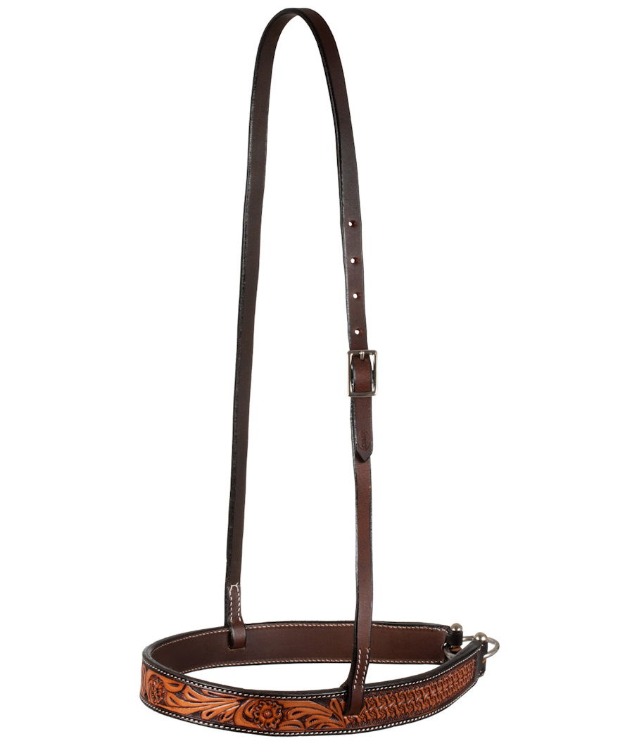 Noseband per cavalli in cuoio con decorazione floreale