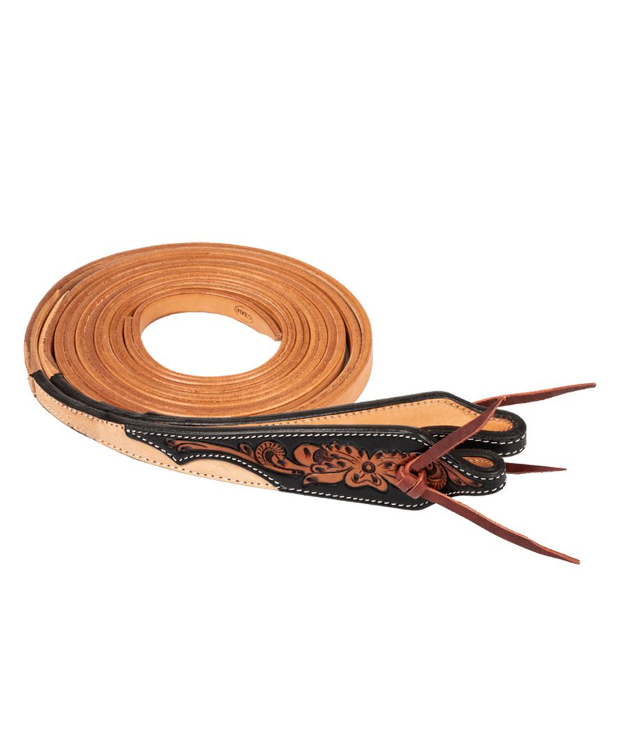 Redini western in cuoio bicolore con lavorazione floreale scura