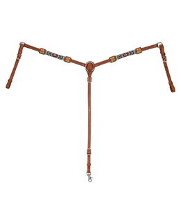 Pettorale western in cuoio decorato con perline in stile Navajo