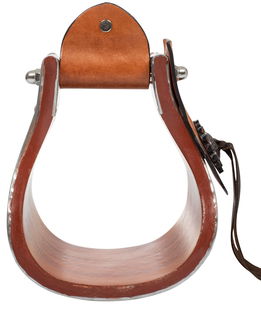 Staffe western in metallo e legno con inserti in cuoio lavorati a mano