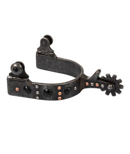 Speroni western in acciaio con con perle decorative e rotella dentata posteriore