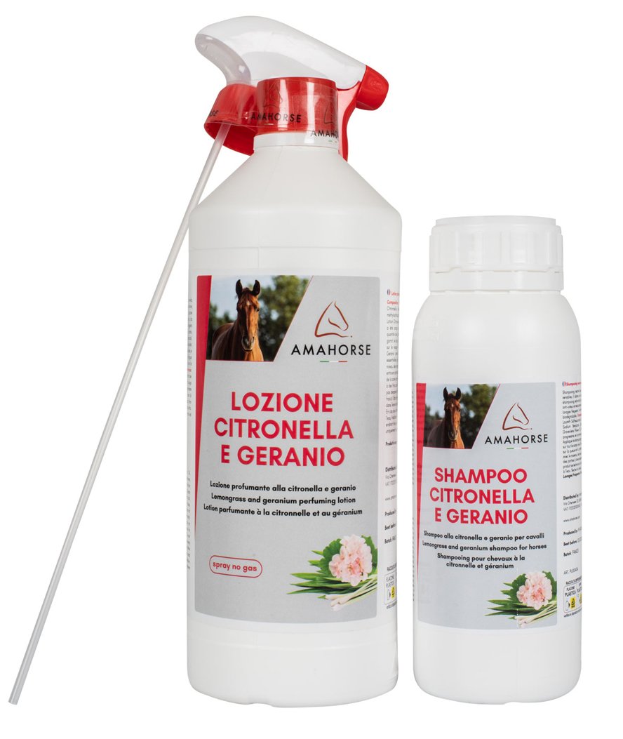 Kit anti insetti lozione citronella e geraneo 1000 ml e shampoo citronella 500 ml