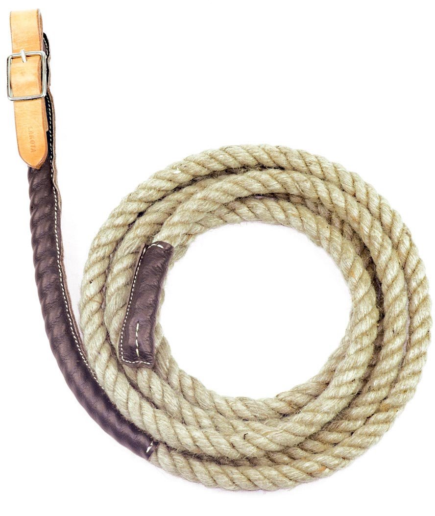 Redine singola 4 metri in corda con rivestimento in pelle e chiusura con fibbia