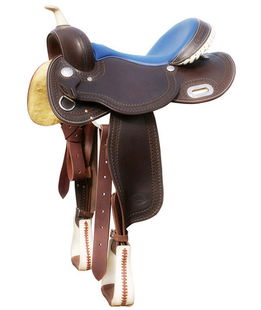 Sella western modello Barrel con seggio blu in pelle