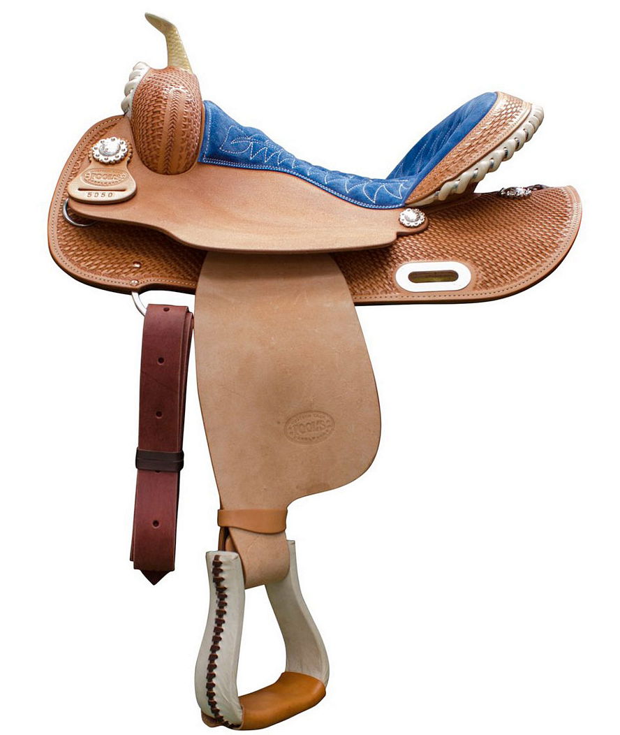 Sella western da Barrel in cuoio Hermann Oak con seggio scamosciato 5050
