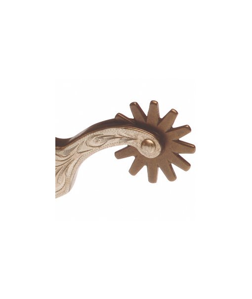 Speroni Western larghi in ferro con decorazioni laterali e gambo argentato con rotella - foto 1