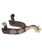 Speroni western in ferro brunito nero con decorazioni argento a rombi