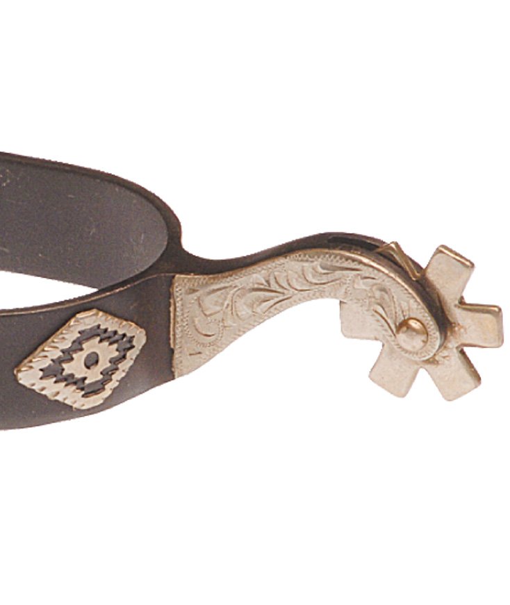 Speroni western in ferro brunito nero con decorazioni argento a rombi - foto 1