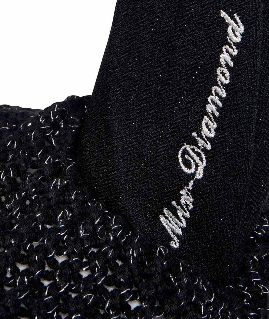 Cuffia antimosche per cavalli con orecchie in lycra e cordura con brillantini modello Diamond - foto 3