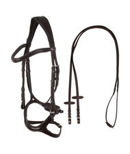 Briglia inglese per cavalli anatomica con nasalina curva e fibbie inox