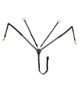 PROMOZIONE Pettorale con forchetta in cuoio modello Brass Clincher con clincher dorati NERO FULL