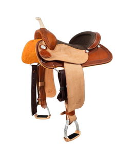 Sella westwood basic barrel mj, cognac/reverse natural, border basket tooling