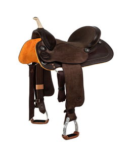Sella westwood basic barrel mj, brown/reverse brown, border basket tooling