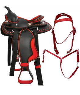Sella western completa pony modello Kansas in similpelle con seggio scamosciato