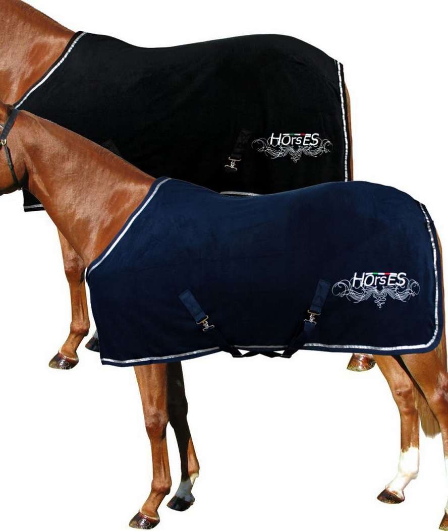 Coperta per cavalli in pile con cinghie logo stampato modello Glam